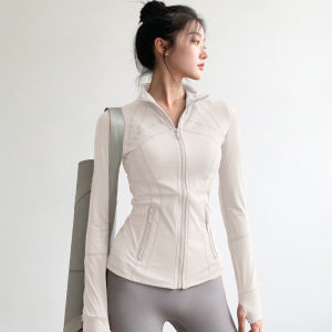 Lulu Define Jacket White Logo Yoga Jacket Sport Fitness Outerwear Long Sleeve Breathable Womens Clothing