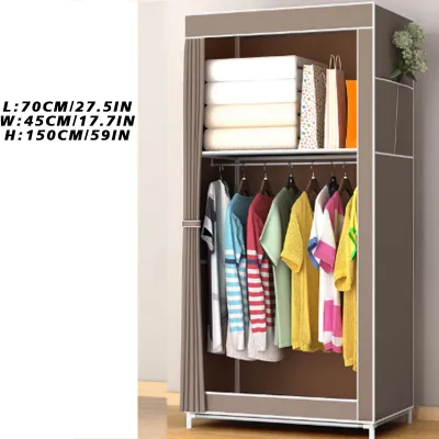 Large Foldable Wardrobe 3 Drawers Dustproof Zipper Clothes Storage Cabinet Metal Frame for Bedroom