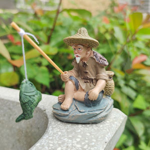 Mô Hình Lão Ngư Dân Ngồi Câu Cá Trang Trí Tiêu Cảnh Bể Cá Thủy Sinh Terrrarium Tượng Ông Lão Say Tượng Câu Cá Bắt Mắt