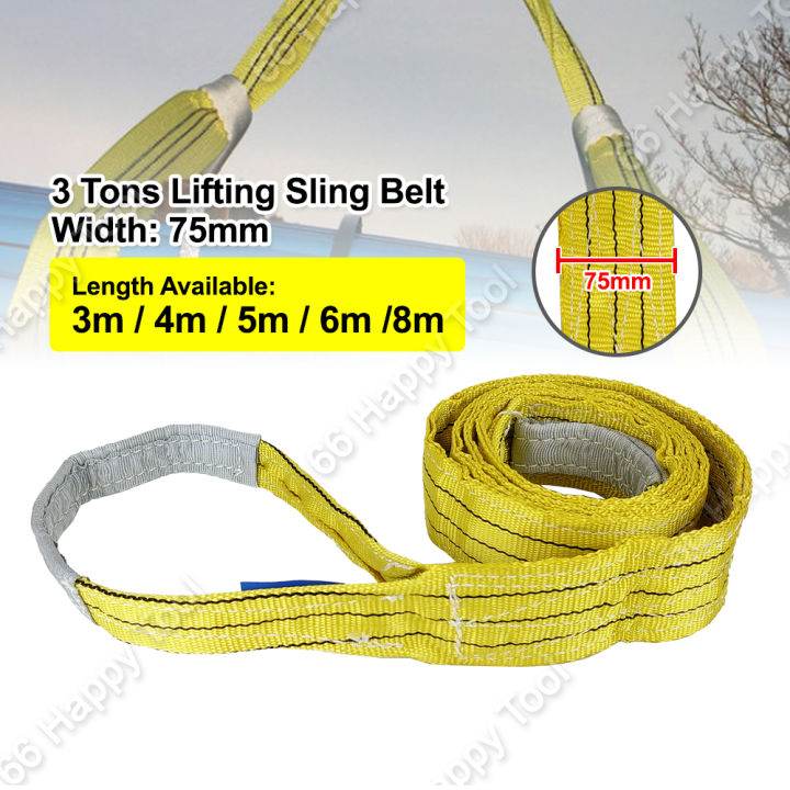 3 Tons (75mm) Lifting Webbing Sling Belt 3m 4m 5m 6m 8m Sturdy