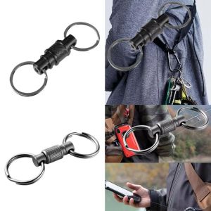 TEMPLE Aluminum Alloy Quick Release Keychain 360 Degree Rotation Fast Release Mechanism Quick Pull Keyring Portable Rustproof Craft Detachable Keychain Clip ravel Use