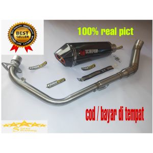 knalpot racing SCORPION carbon fullsystem buat Vixion CB150R Satria FU Sonic150R Xabre Byson Verza Tiger Scorpio R15 CBR150R dll