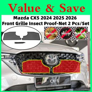 Mazda CX5 2024 2025 2026 Body Kit Steel Front Grill Grid Insect Proof Net 2 Pcs/Set Car Exterior Accessories