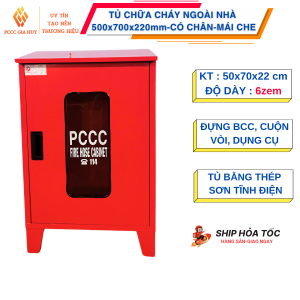Tủ Đựng Thiết Bị PCCC Ngoài Trời Có Chân Mái Che – KT 500x700x220mm – Sơn Tĩnh Điện Bền Đẹp
