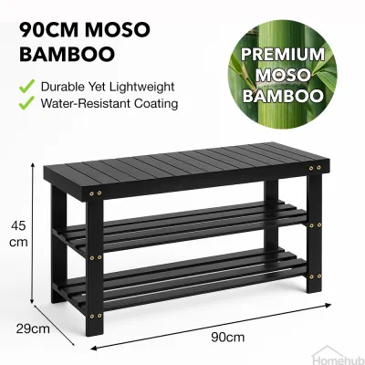 Homehub Bamboo Shoe Bench Rack With Seat Outdoor Changing Stool Corridor Hallway Entryway Shoes