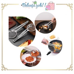 BY611 Jepitan Gorengan Dengan Tirisan Minyak 2in1 Alat Pencapit Penjepit Makanan Stainless