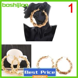 bashijian Large Bamboo Earrings Hip-Hop Earrings Ladies Hoop Hoops Ear Circle