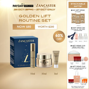 [60% SAVINGS | WORTH $200] Lancaster Golden Lift Routine Set (Golden Lift Tightening Serum 10ml + Sculpting Cream 50ml + Eye-Lifting Cream 5ml)