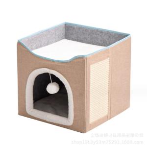 "Local Stock" Cat Bed for Indoor Cats -Large Cat Cave for Pet Cat House With Bell Ball Toy 38x38x39CM Mouse And Scratch Pad Foldable Cat Hideaway
