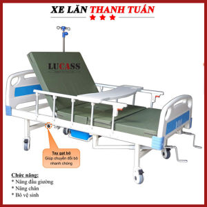 Giường bệnh 3 tay quay Lucass GB-T43 có bô vệ sinh nâng đầu nâng chân tiện dụng - Hàng nhập tiêu chuẩn Mỹ [Xe lăn Thanh Tuấn]