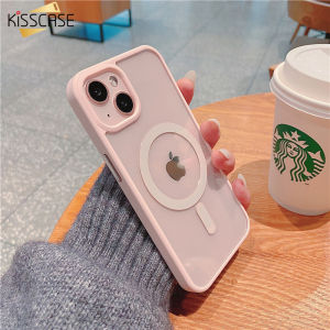 Kisscase Cho iPhone 15Promax Magsafe Trường Hợp Dễ Thương Macaron sạc không dây Bìa Cho iPhone 15 Pro Max 14 Cộng Với 13 11 12 Pro X XR XS Rõ Ràng Bìa