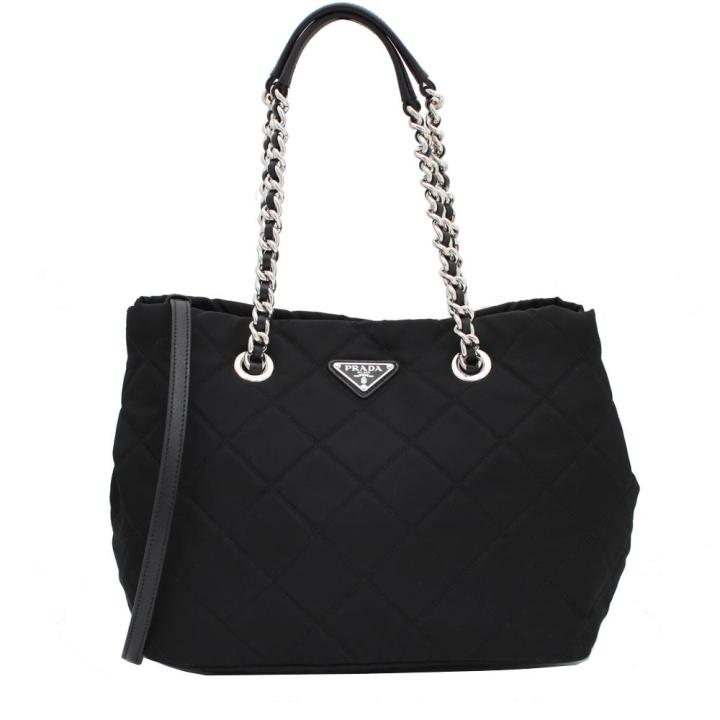 Prada 1BG740 Quilted Tessuto Impuntu Nylon Convertible Bag with Chain