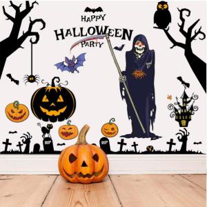 COMBO DECAL DÁN TƯỜNG - Xương Ma kết hợp Bí Đen Halloween