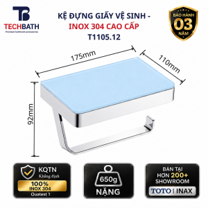 Kệ Để Giấy Vệ Sinh Inox 304 TECHBATH T1105.12 Lô Giấy Kệ Treo Giấy Mặt Bóng Gương 175x110mm
