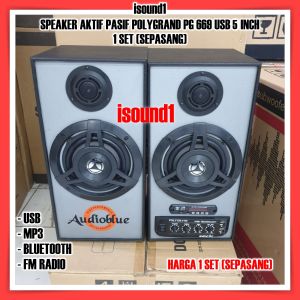 PACKING KAYU SPEAKER AKTIF PASIF POLYGRAND PG 669 USB MP3 BLUETOOTH RADIO FM REMOTE