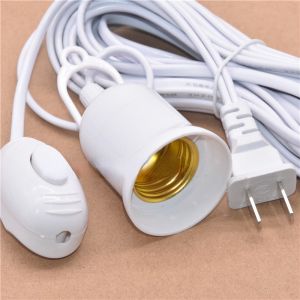 COD 3/5M/8M/10M E27 Lamp Holder Base Bulb Socket Cable Extension Pendant Light Power Cord with ON/OFF Switch