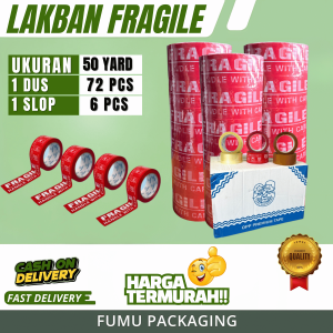 Lakban Fragile Murah Jangan Di Banting 4in1 48mm X 50 Yard STAR Tape