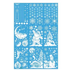 HCHC MALL Removable Christmas Window Stickers PVC Static Sticker White Xmas Decals Home Decoration Large Snowflake Glass Window Film Shopping Mall