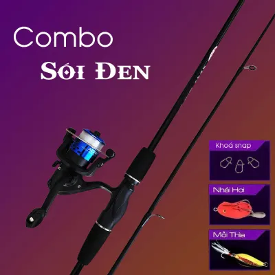 Combo cần câu lure máy đứng Bộ cần lure Sói Đen kèm máy giá rẻ SD1