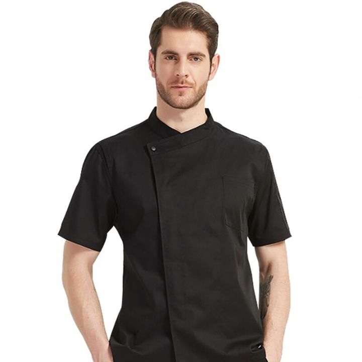 HOT11☆Short Sleeve Chef Shirt Unisex Cook Coat Hotel Restaurant Uniform ...