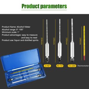 3pcs Alcoholometers AlkoholMeter Wine Alkohol Meter Alcohol Concentration Bar Set Tool