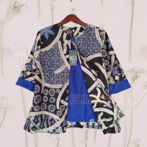 Blus batik wanita modern Baju atasan Retro Vintage Untuk Kerja Kantoran lengan Katun Halus Bagus