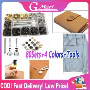 80 Sets Leather Snaps Fastener Kit Metal Snap Buttons Press Studs Leather Rivets DIY Craft for ClothesLeatherJacketJeans Metal-Buttons-Kit