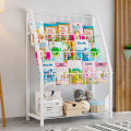 Multi-Layer Children's Bookshelf Rack With Basket Bins Kids Toy Storage Rack Children's Bookshelf Magazine Storage Household Floor. 