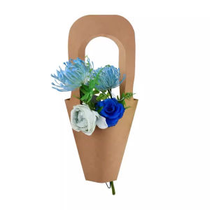 10pcs Flower Bouquet Bag With Handle Kraft Paper Flowers Gift Bags For Flower Shop Packaging Supplies