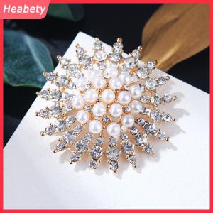 Heabety Rhinestone Hoa Trâm Cài Ngọc Trai Cổ Điển Trâm Pins Phụ Nữ Đồ Trang Sức Phụ Kiện