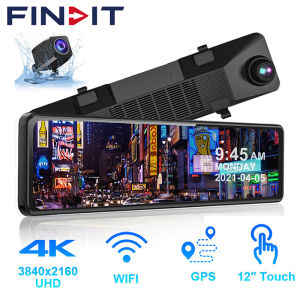 FINDIT MALL 12-Inch 4K UHD Mirror Dash Cam Wifi DVR GPS Route Video Recorder 3840P*2160P Stream Media Car Camera Parking Assist Night Vision