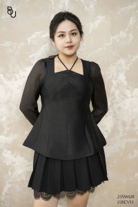 Áo peplum cổ yếm ngực bổ mảnh BIGSIZE (55kg đến 95kg) - 23SSM28 - [BUStu Bigsize]