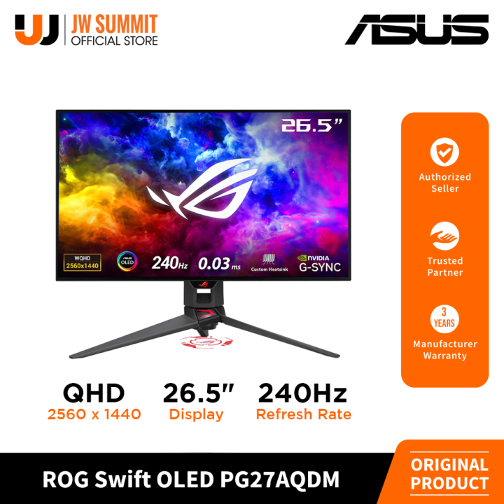 Asus ROG Swift OLED PG27AQDM 27" QHD 240Hz 0.03ms Ultra-Realistic Colors Frameless Gaming Monitor