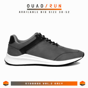 Sepatu Sport Pria Sneakers Olahraga Running Jogging Gym Basket Voly Badminton QUADRUN Stubbox Grey