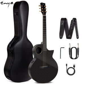 Enya Acoustic Electric Guitar Carbon Fiber X4 PRO AcousticPlus 41” 4/4 Sized Guitar Bundle with Hard Case Leather Strap Instrument Cable & USB Type-C Charging Cable (X4 PRO)