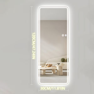Wall Full Body LED length mirror with TriColor Light Adjustable Smart Human body induction mirror