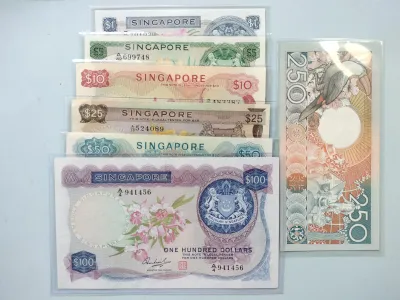 SINGAPORE ORCHID BANK NOTE SET $1 $5 $10 $25 $50 $100 + 1 FREE UNC BANK NOTE