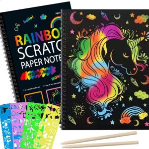 LEIFNYDI Colorful Rainbow Scratch Book No Odor With Wooden Pen Glitzy Paper Note Creative Neoteric Color Drawing Paper Children