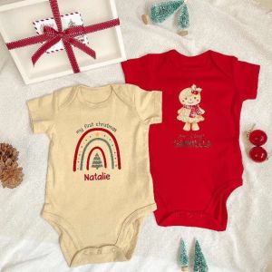 [SG] Personalised Customised Baby Romper Christmas Gift Baby Shower Newborn Birthday Gift