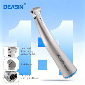 Dental Mini Head 1:1 LED Fiber Optic Contra Angle 4 Water Spray Stainless Steel Body E-type Connector Dental Low Speed Handpiece