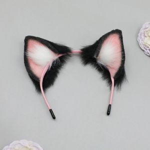SUN ME Cat Wolf Ears 20cm Plush Doll Headwear Ear Tails Black White Headwear for Cotton Doll Kawaii Cute Idol Doll Headwear Cat Ear Plush Doll Cosplay