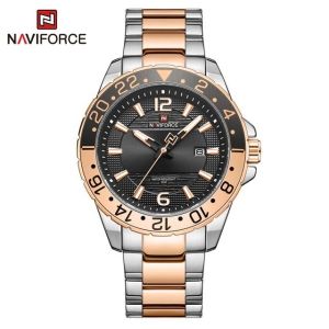 Jam Tangan Pria Original Naviforce 9192 Rantai Stainless Mewah Fashion Cowok Elegan Kekinian