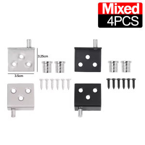 4Pcs Concealed Hinges Invisible Cabinet Up and Down Door Pivot CT Corner Codes for Wood Panel Cupboard Display Support Bracket