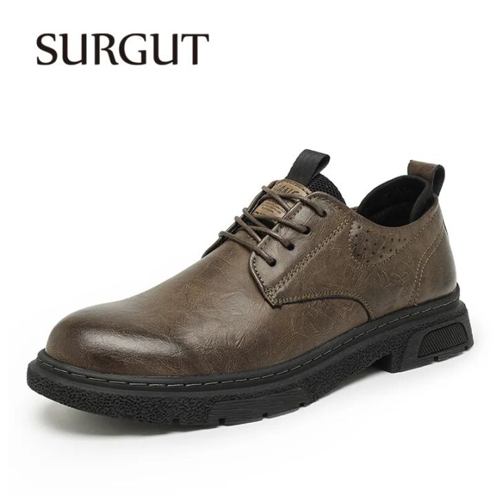 SURGUT Leather Vintage Larger Size Men Casual Shoes Top Luxury Dermis  Quality Men Leather Shoes Brogue Retro Bussiness Shoes Man Lazada PH