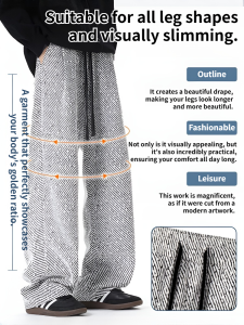 Straight Pants Slimming Loose Casual Pants Unique Line Texture Sense of Style Focus Beautiful Feet