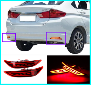 Honda City GM6 2014-2016  Rear Bumper Reflector 3 IN 1 FUNCTION LED Lamp with Signal Running (RED)