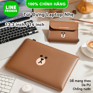 Túi Chống Sốc Laptop Line Friends Chống Thấm Da PU 13.3 14 Inch LFB277