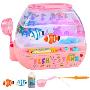 NBANLIKE Sáng tạo Đồ chơi bể cá nhân tạo Đẹp Phim hoạt hình Bể phát sáng LED Quà tặng trẻ em với Âm nhạc và Ánh sáng Trang trí bể cá Đồ chơi trẻ em