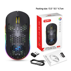 HXSJ Chuột Không Dây T90 Chuột RGB Không Dây Có Thể Sạc 3 Chế Độ BT 3.0 + 5.0 + 2.4G Chuột Bluetooth Cho Game Văn Phòng Với DPI Điều Chỉnh 5 Cấp Độ 800-1200-1600-3200