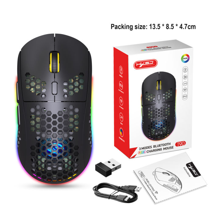 HXSJ T90 Wireless Mouse 3 Modes BT 3.0 + 5.0 + 2.4G Wireless Chargable
